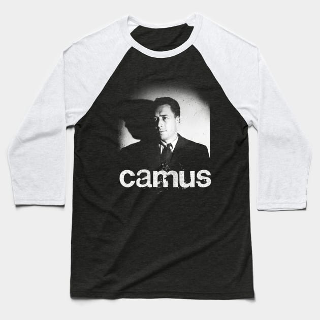 Albert Camus / Aesthetic Fan Art Design Baseball T-Shirt by DankFutura